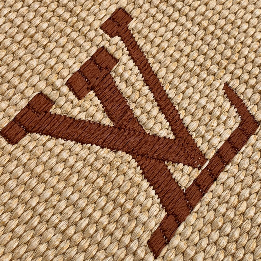 m80351 apricot monogram raffia 25cm clutch bag