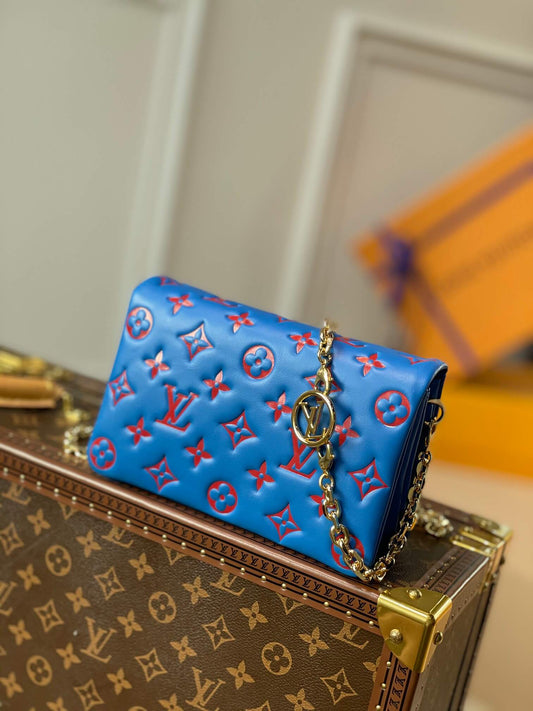 m80742 pochette coussin mini monogram 20cm blue cowhide leather