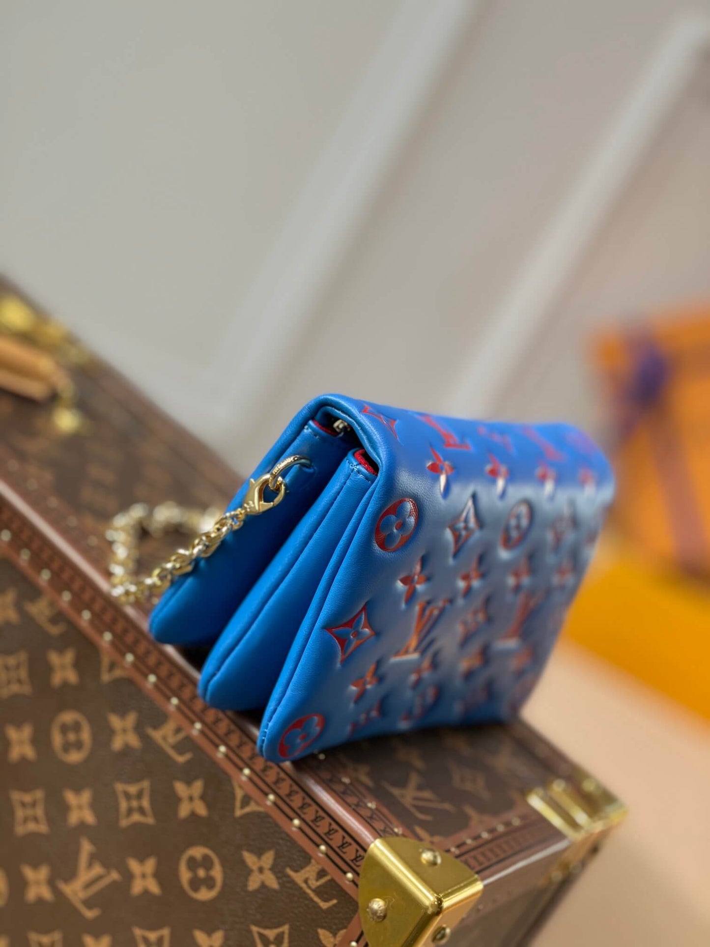 m80742 pochette coussin mini monogram 20cm blue cowhide leather