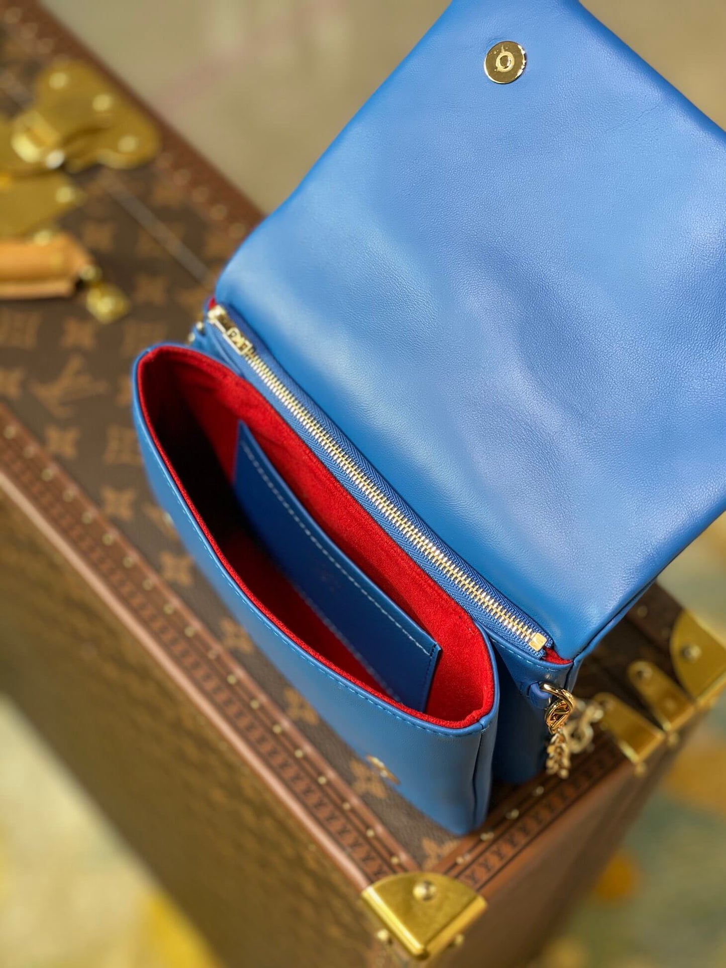 m80742 pochette coussin mini monogram 20cm blue cowhide leather