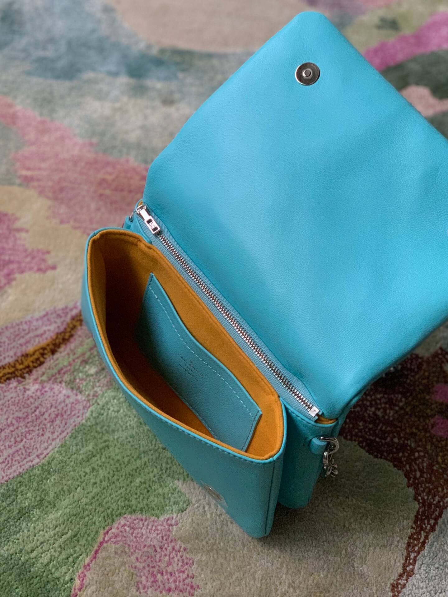 m80744 pochette coussin mini monogram 20cm light blue yellow cowhide leather