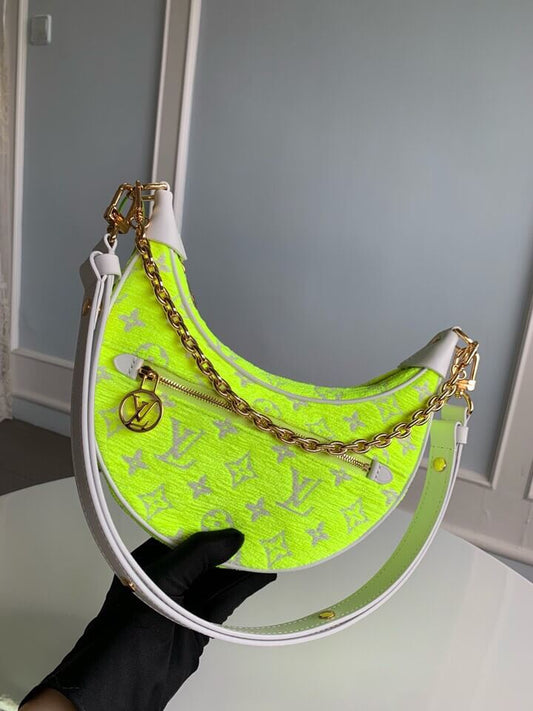 m81484 loop moon bag moon bag monogram 23cm yellow subaxillary bag shoulder bag cross body bags