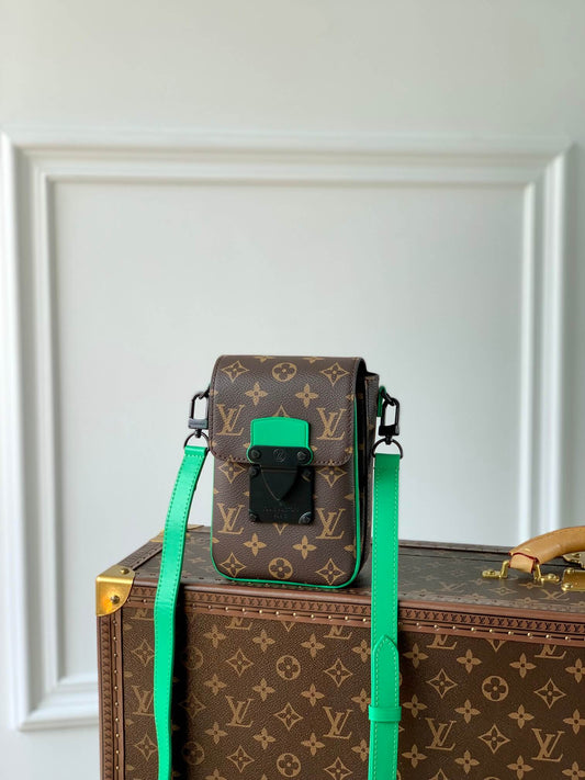 m81522 s lock vertical wearable green calfskin monogram macassar 12cm s lock vertical wearable shoulder bag cross body bags