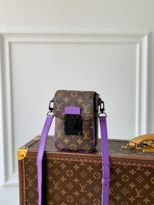 m81522 s lock vertical wearable shoulder bag cross body bags purple calfskin monogram macassar