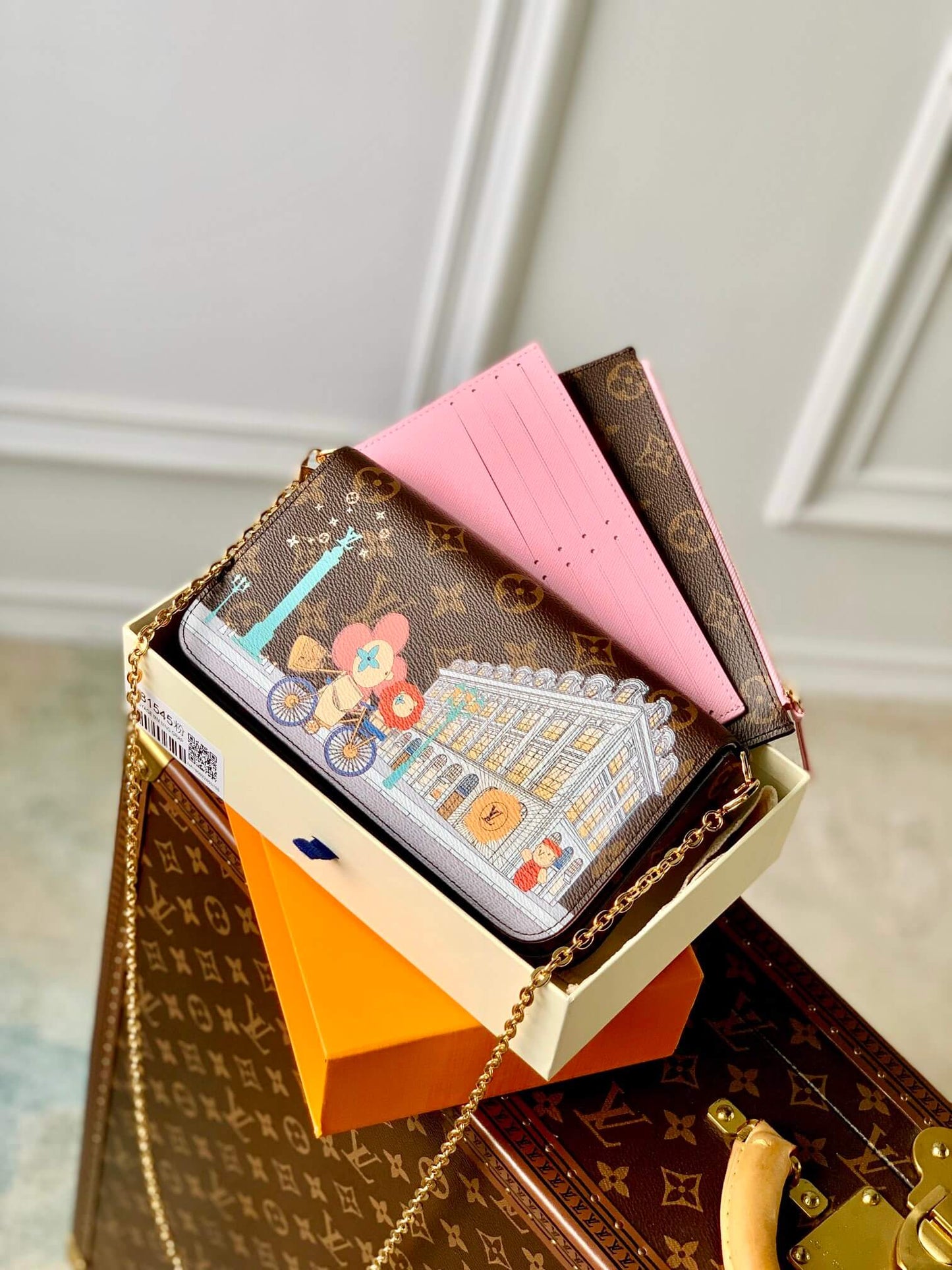 m81545 pochette felicie monogram 21cm myosotis pink