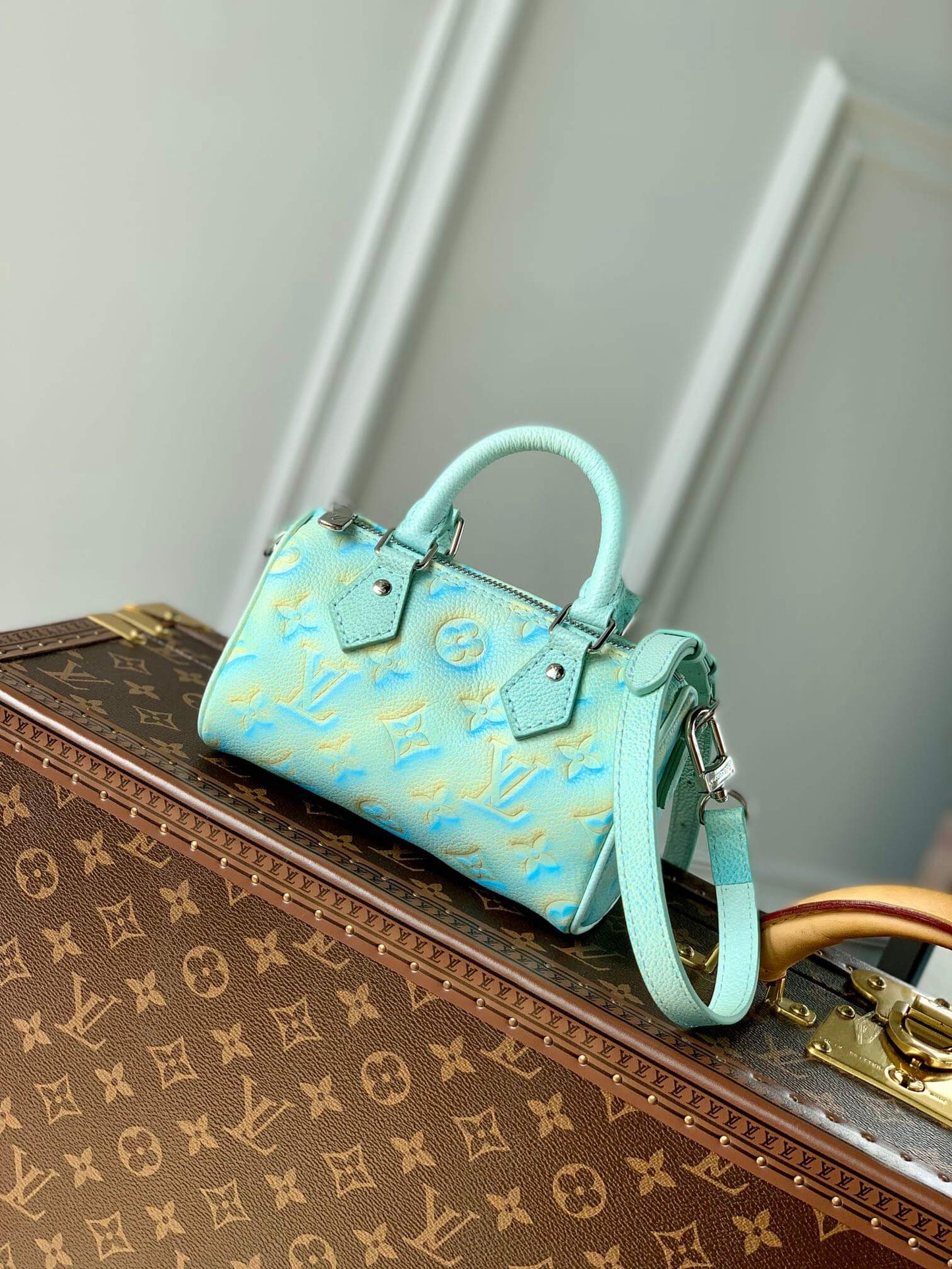 m81625 nano speedy monogram empreinte 16cm green