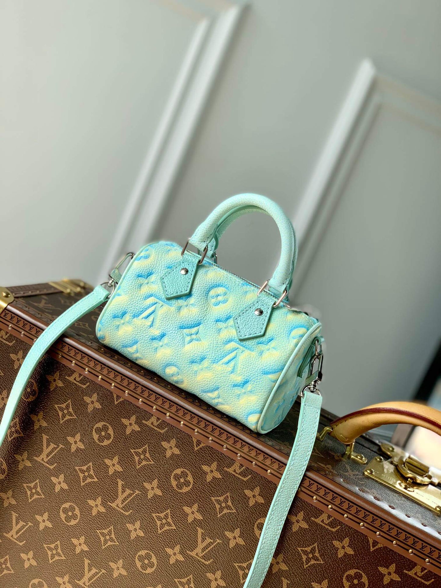 m81625 nano speedy monogram empreinte 16cm green