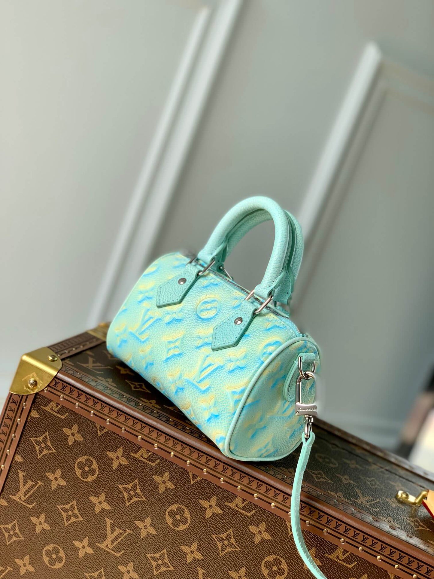 m81625 nano speedy monogram empreinte 16cm green