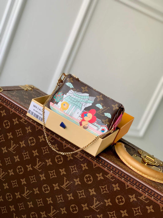 m81633 mini pochette accessoires monogram 15 5cm rose red