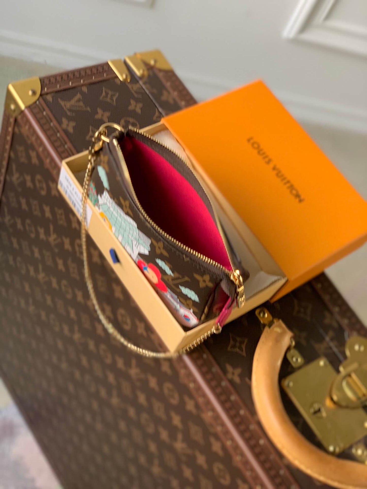 m81633 mini pochette accessoires monogram 15 5cm rose red