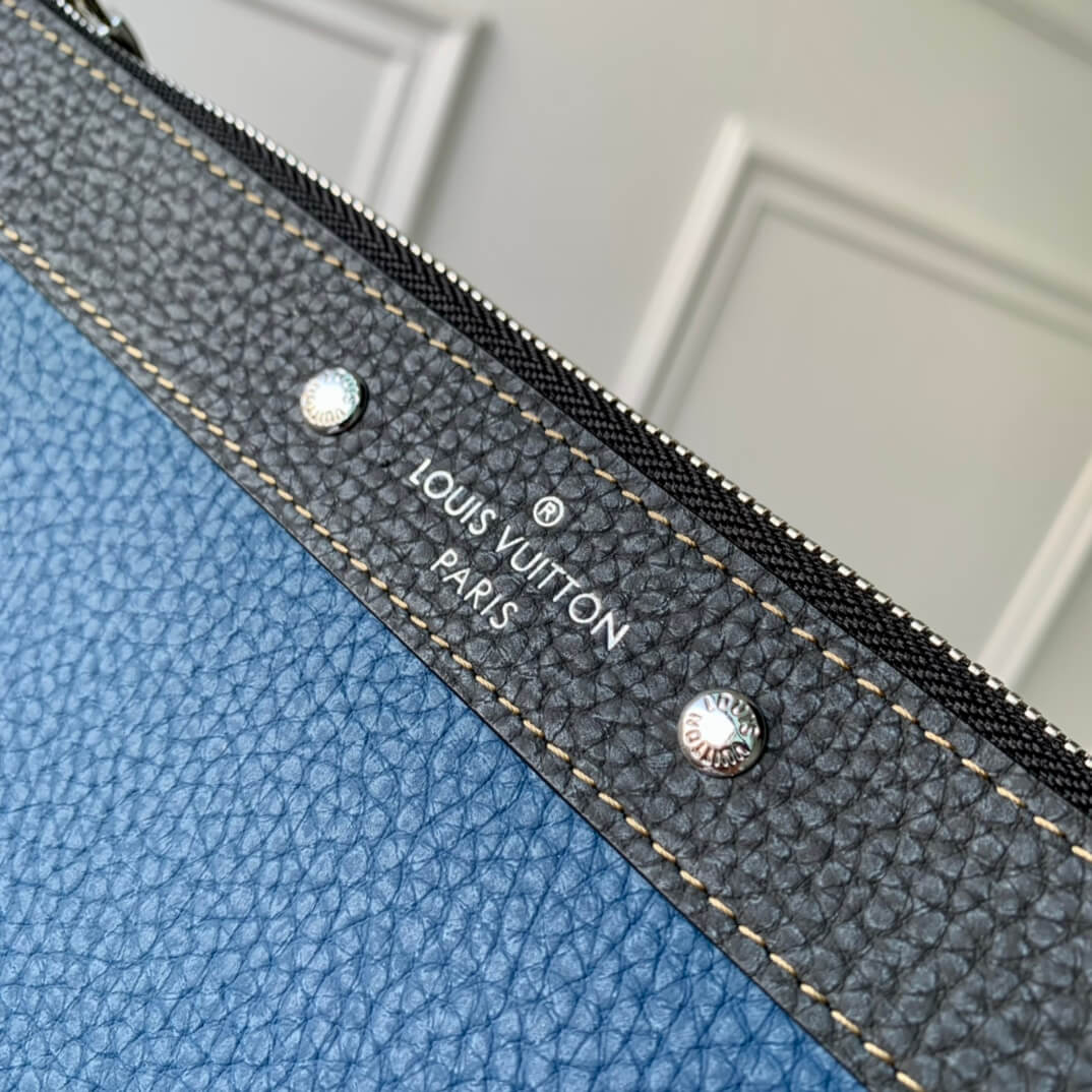 m81781 pochette to go 30cm blue full leather pochette to go taurillon mens bag man bag clutch bag