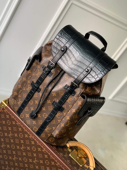 m93489 christopher pm monogram 41cm crocodile pattern montsouris backpack man bag mens bag