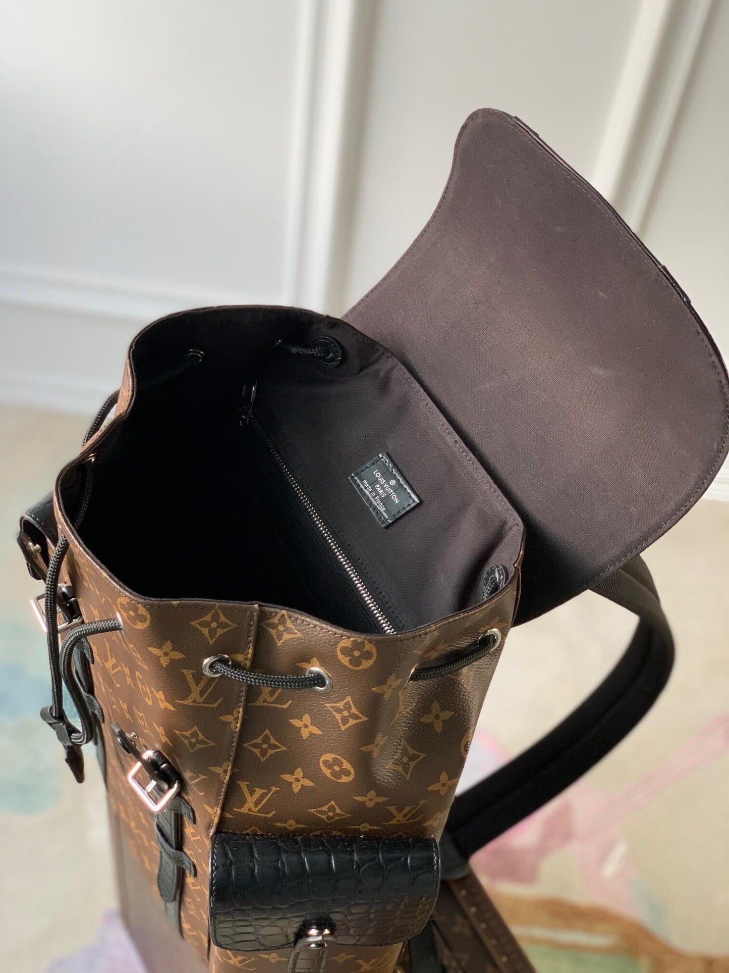 m93489 christopher pm monogram 41cm crocodile pattern montsouris backpack man bag mens bag