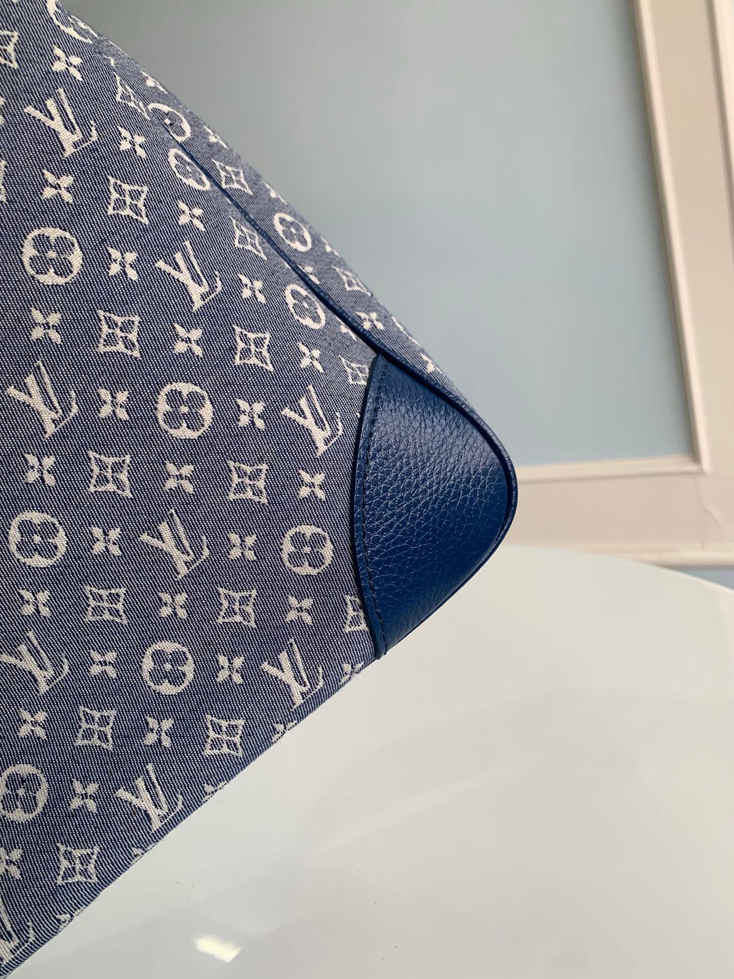 m95225 boulogne monogram unisex shoulder bag denim blue 19cm