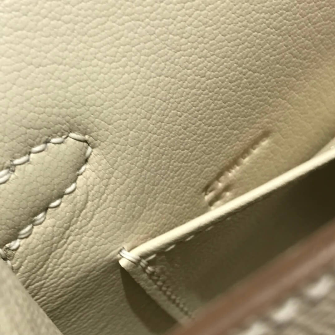 HM Mini Kelly Milkshake Epsom Leather Gold Silver Hardware Handmade QWE1236