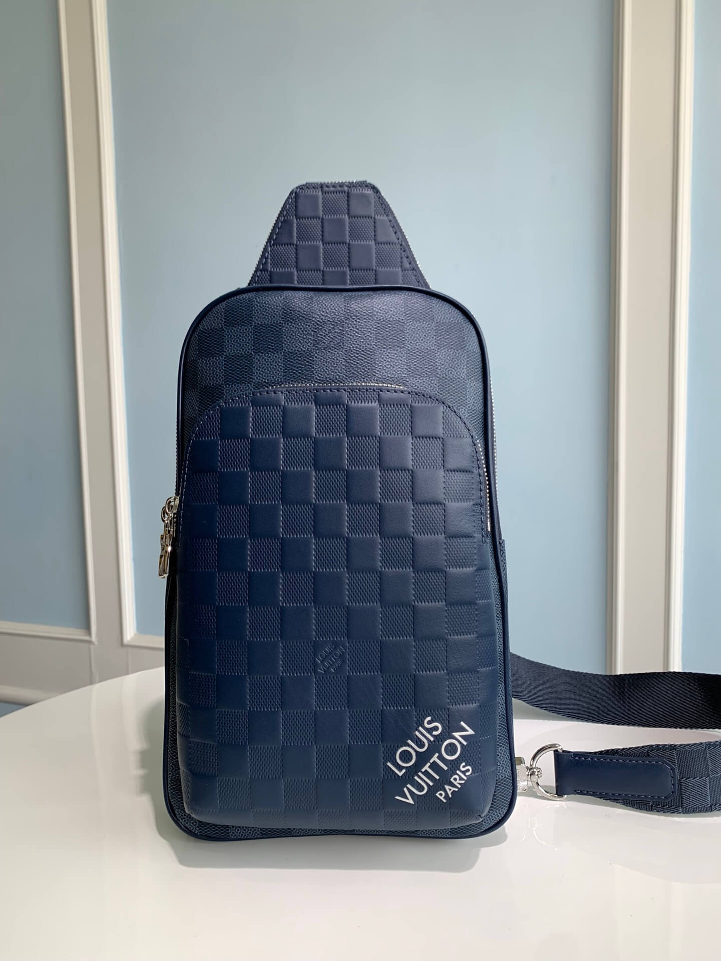 n40439 avenue slingbag damier graphite 20cm blue bumbag