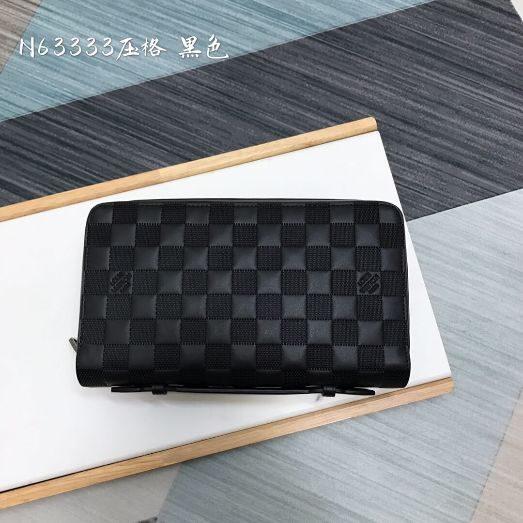 n63333 brazza clutch bag damier embossing wallet black mens bag man bag