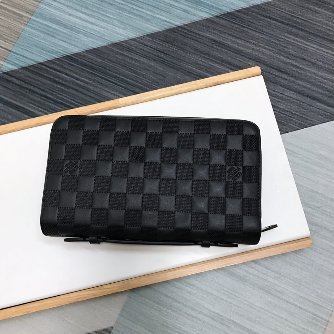 n63333 brazza clutch bag damier embossing wallet black mens bag man bag