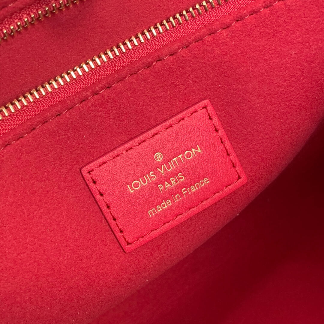 onthego pm tote bag m45660 oversized monogrm empreinte leather rose red