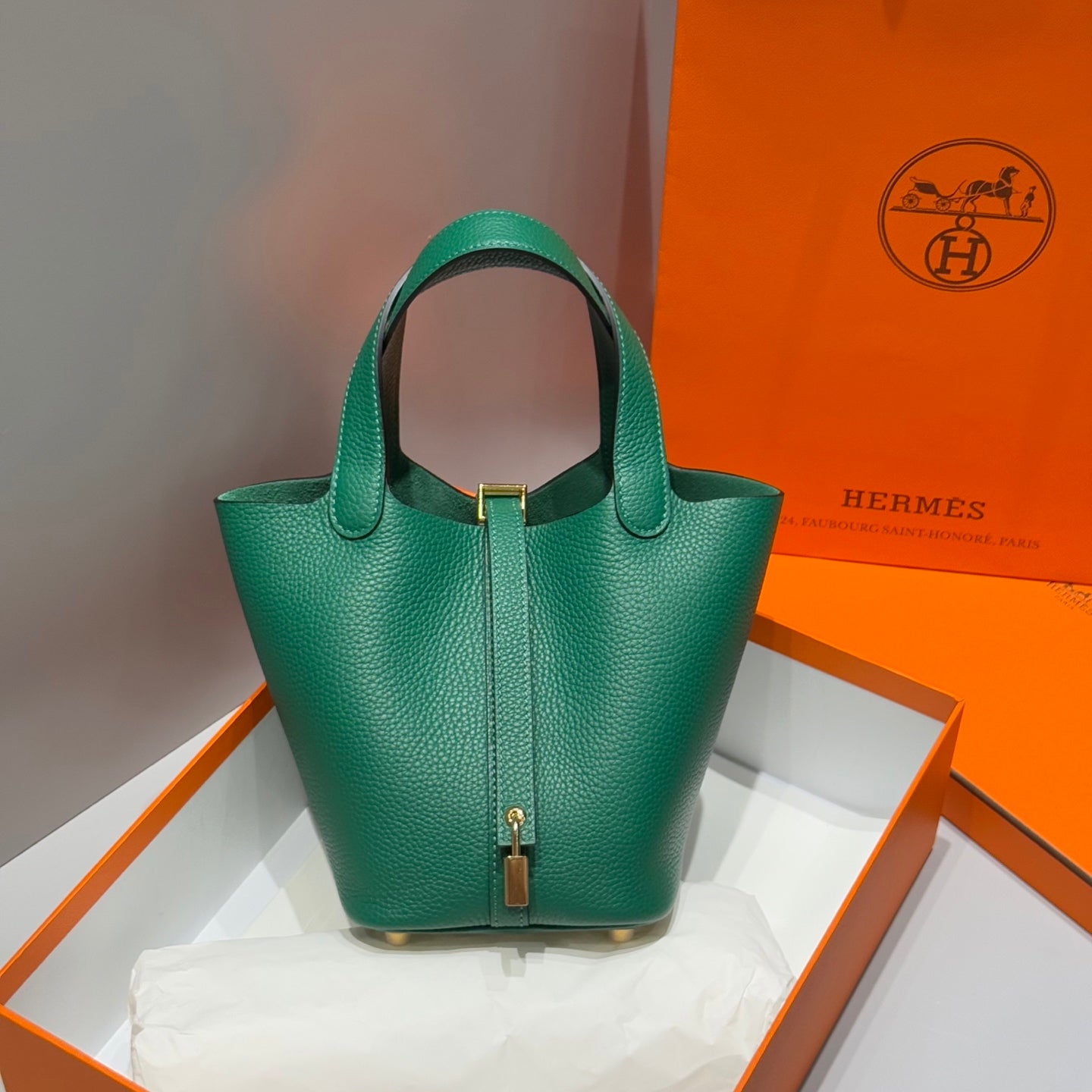 HM picotin lick 18cm togo gold hardware  peacock green QWE08271