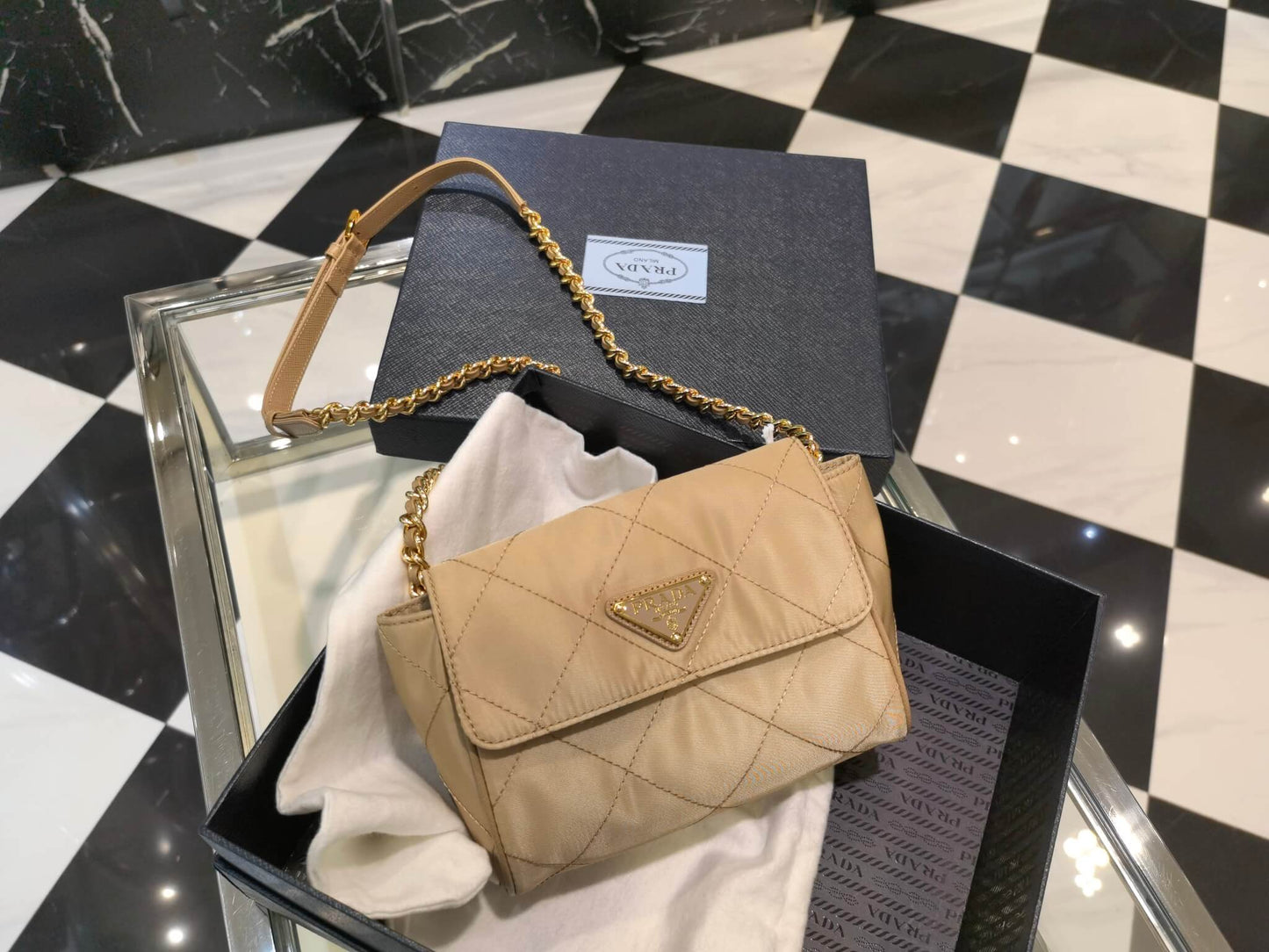 pra 1bd622 rhombus chain satchel yellow 18cm free shipping shoulder bag cosmetic bag