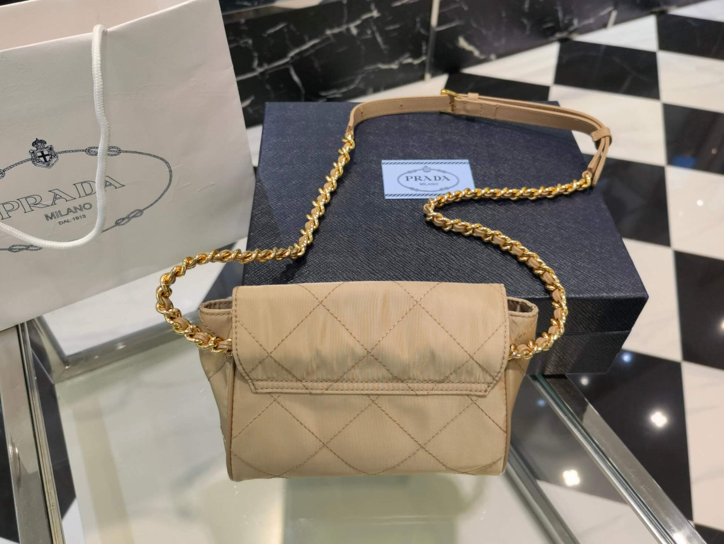 pra 1bd622 rhombus chain satchel yellow 18cm free shipping shoulder bag cosmetic bag