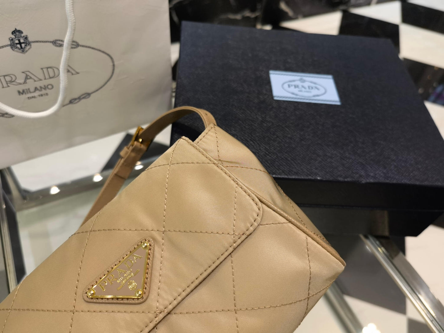 pra 1bd622 rhombus chain satchel yellow 18cm free shipping shoulder bag cosmetic bag