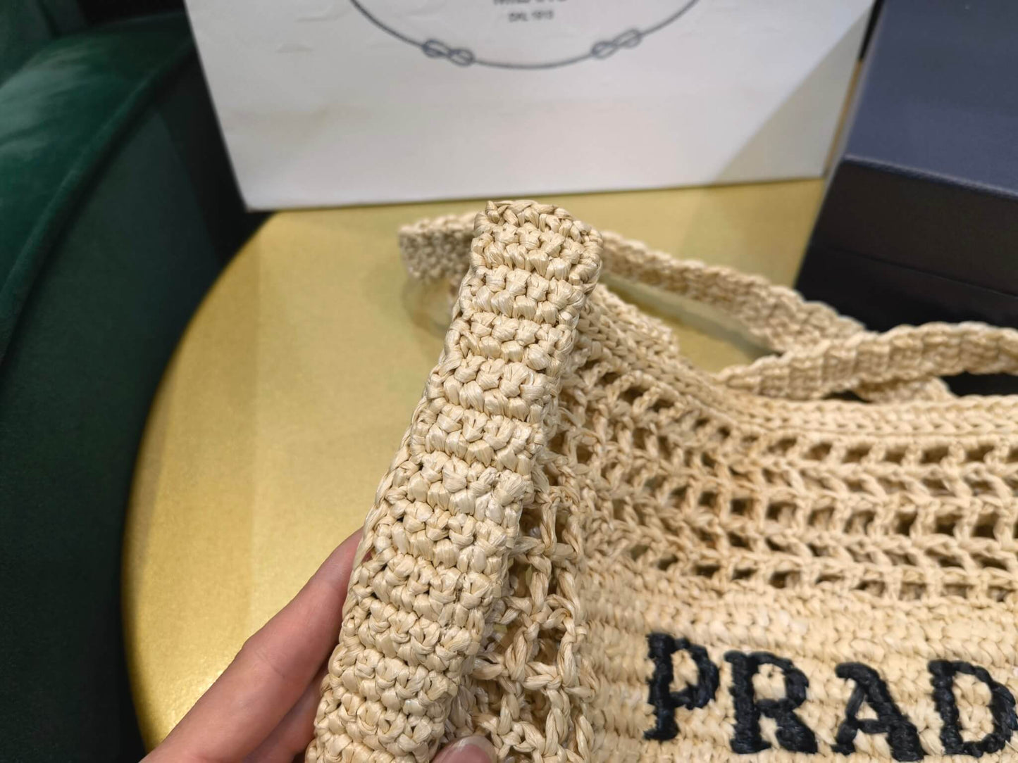 pra 1bg393 coconut fiber tote bag 36cm apricot