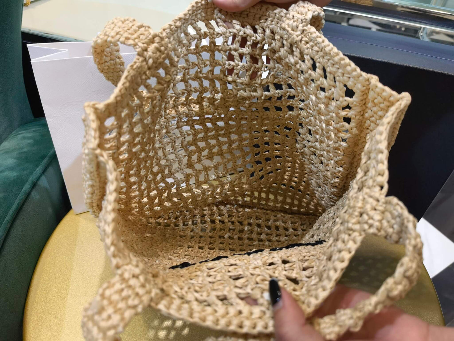 pra 1bg393 coconut fiber tote bag 36cm apricot