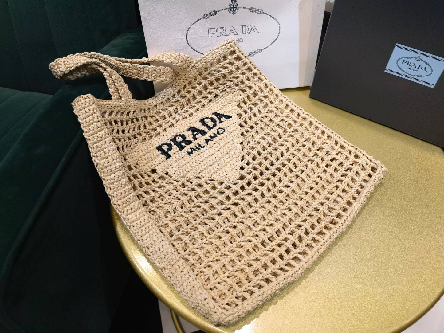 pra 1bg393 coconut fiber tote bag 36cm apricot