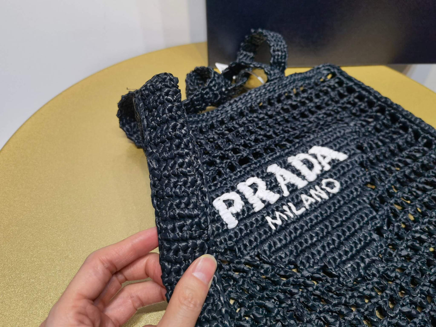 pra 1bg393 coconut fiber tote bag 36cm black