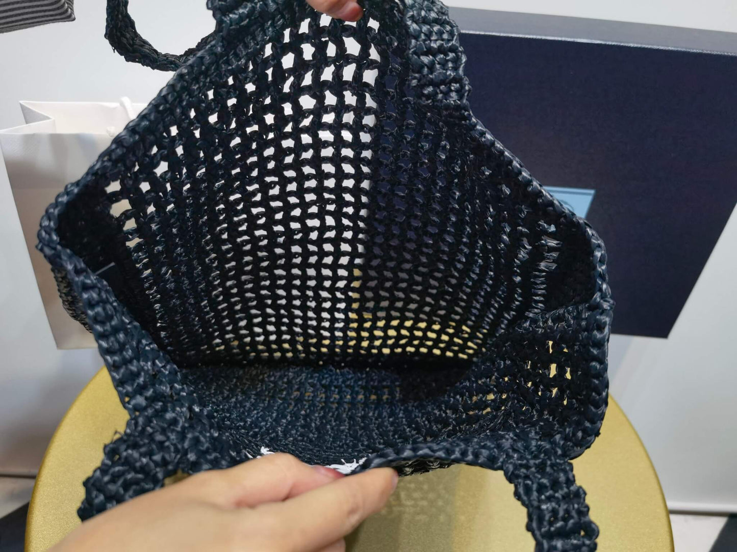 pra 1bg393 coconut fiber tote bag 36cm black