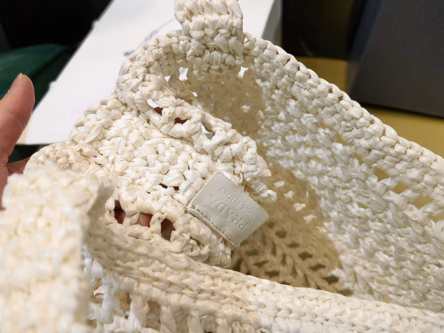 pra 1bg393 coconut fiber tote bag 36cm dirty white