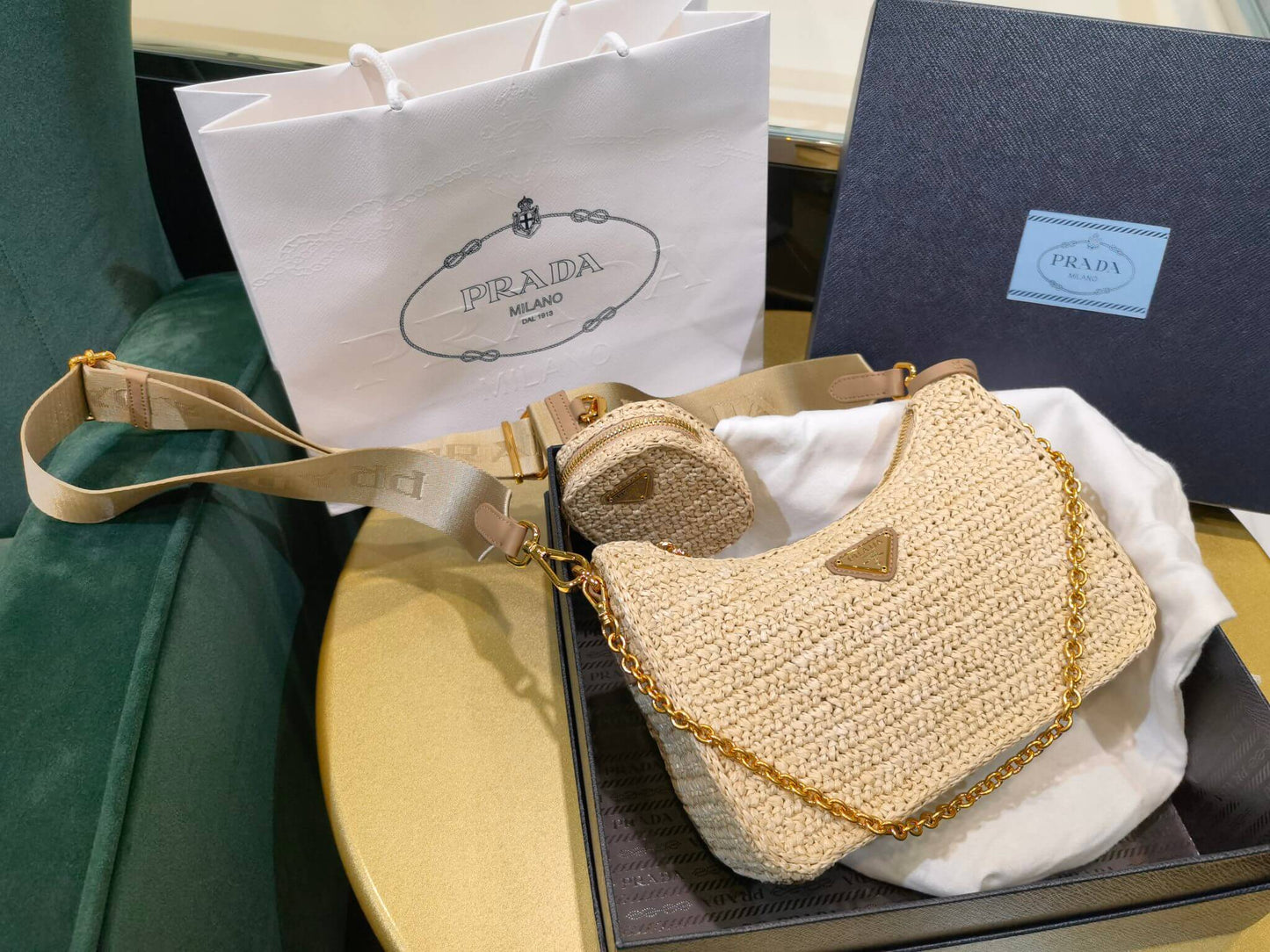 pra 1bh204 three in one hobo shoulder bag 23cm apricot