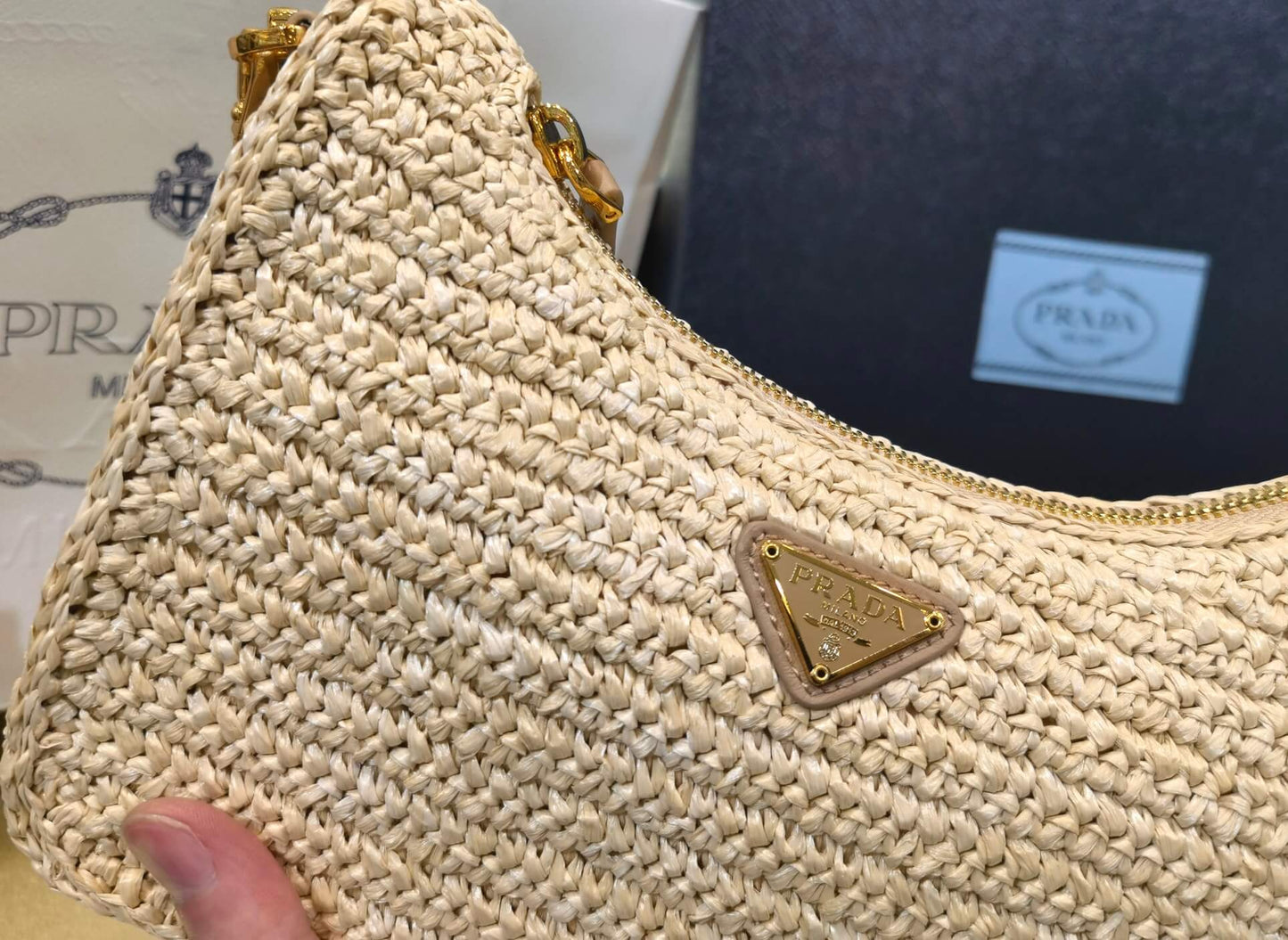 pra 1bh204 three in one hobo shoulder bag 23cm apricot