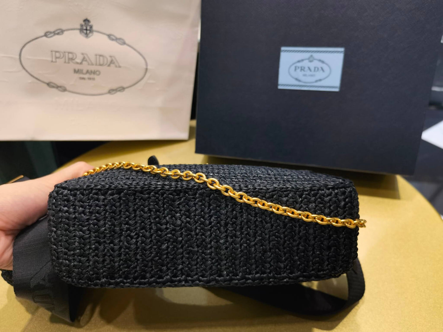 pra 1bh204 three in one hobo shoulder bag 23cm black