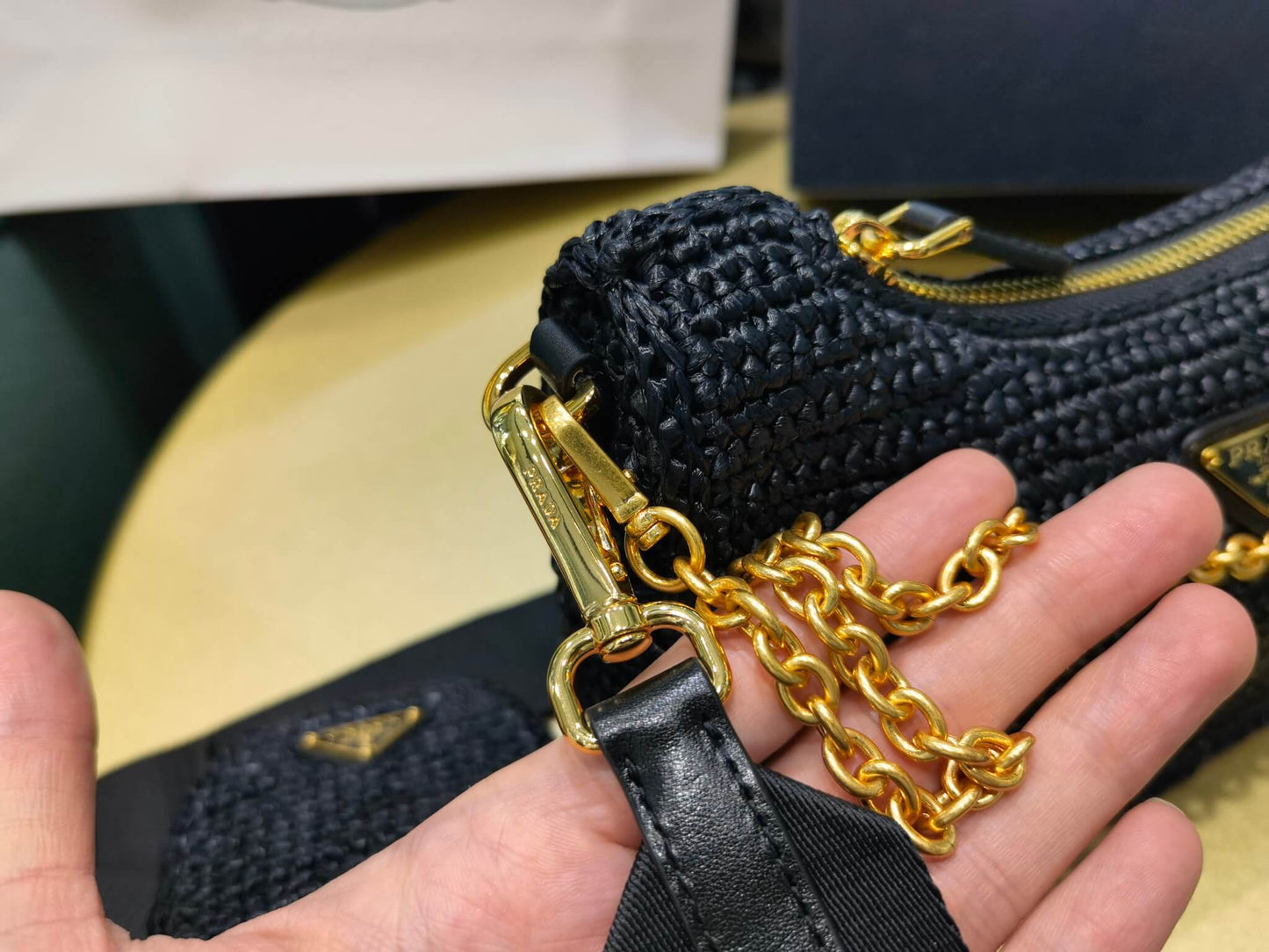 pra 1bh204 three in one hobo shoulder bag 23cm black