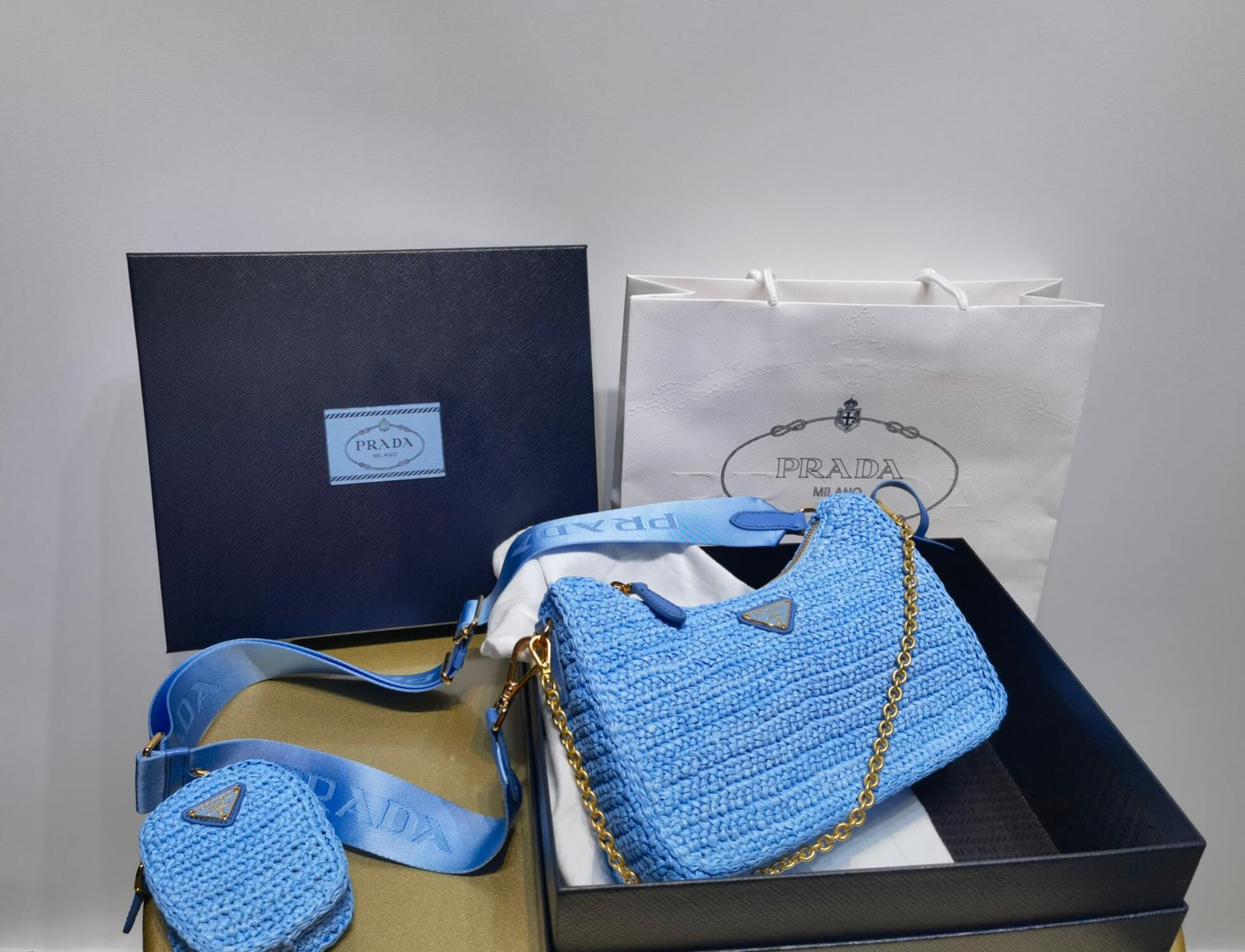 pra 1bh204 three in one hobo shoulder bag 23cm blue