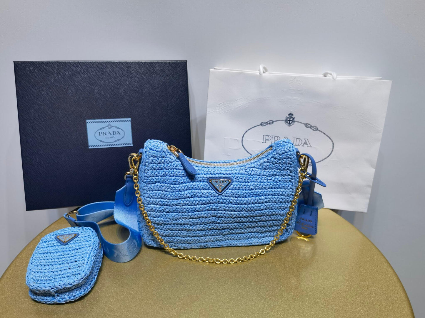 pra 1bh204 three in one hobo shoulder bag 23cm blue