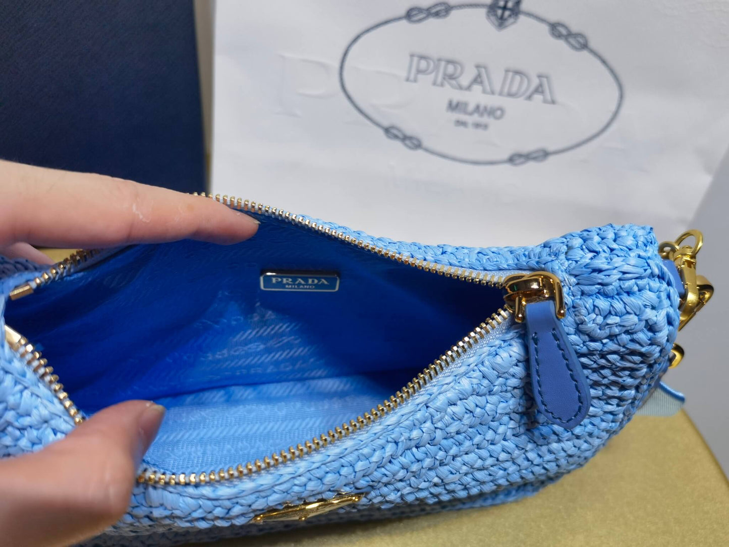 pra 1bh204 three in one hobo shoulder bag 23cm blue