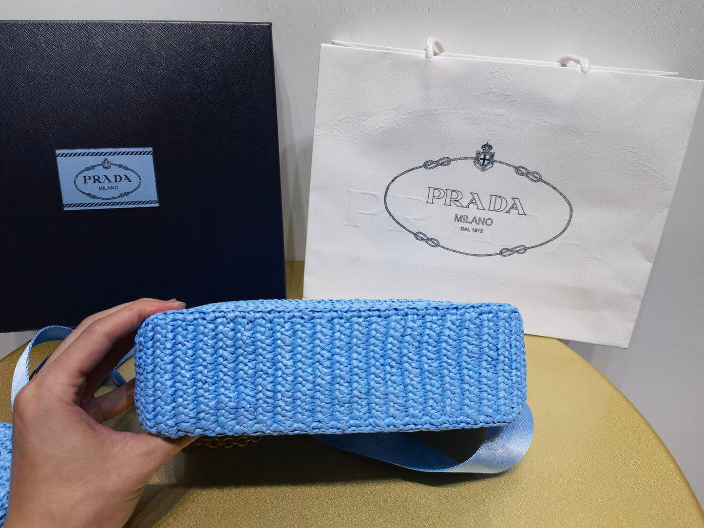 pra 1bh204 three in one hobo shoulder bag 23cm blue