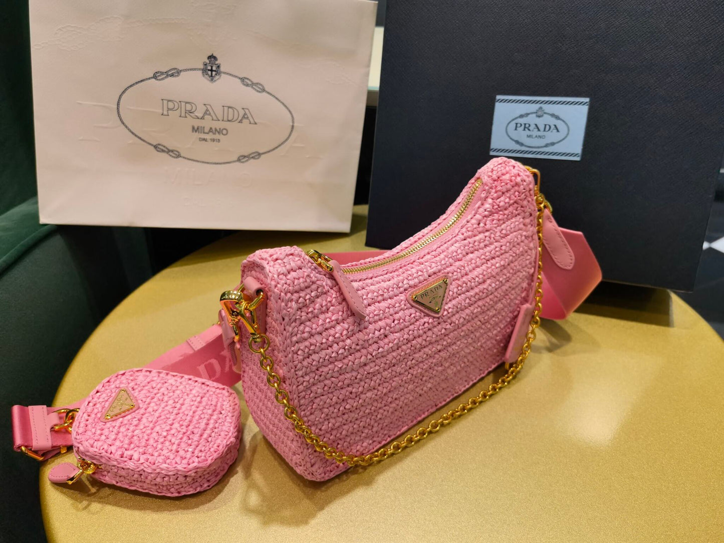 pra 1bh204 three in one hobo shoulder bag 23cm pink