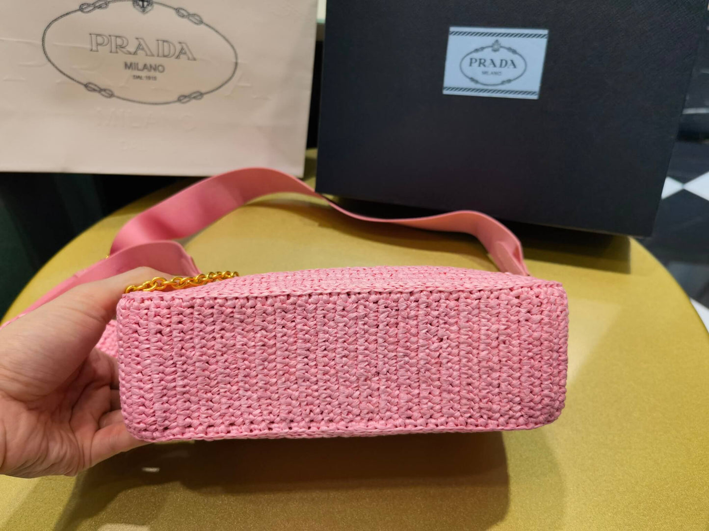 pra 1bh204 three in one hobo shoulder bag 23cm pink