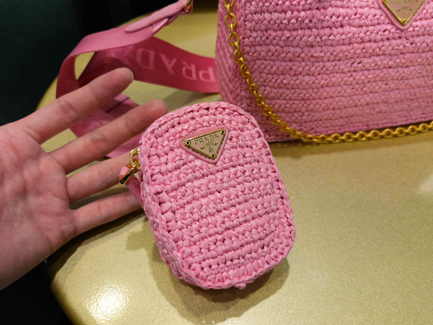 pra 1bh204 three in one hobo shoulder bag 23cm pink