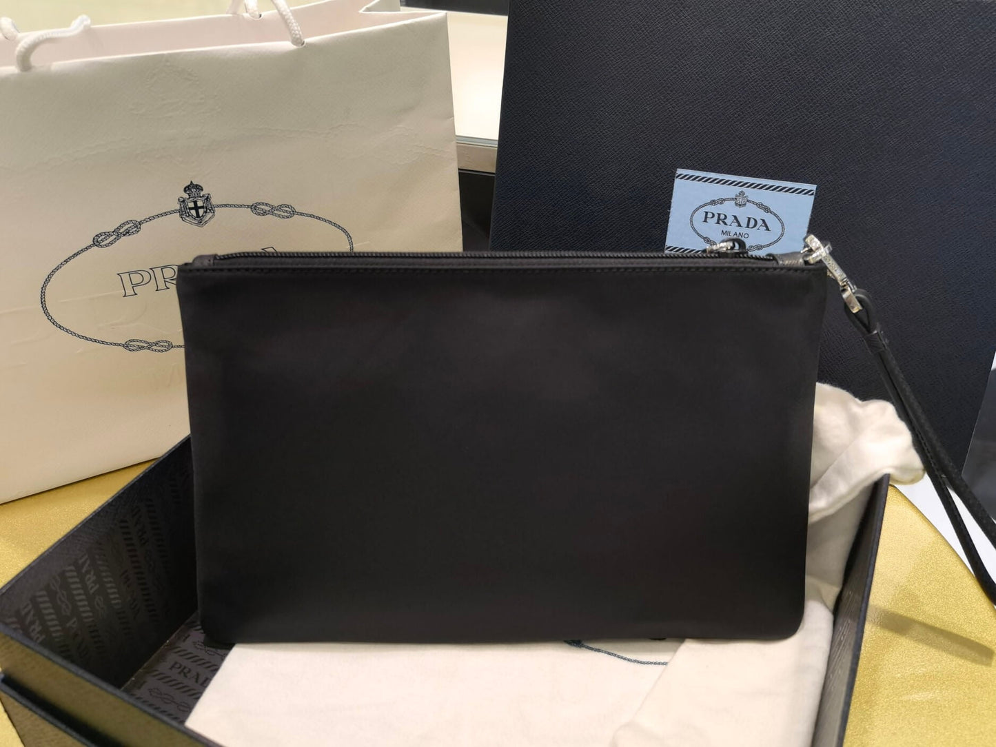 pra 2nh007 cloth handbag saffiano 18cm black free shipping