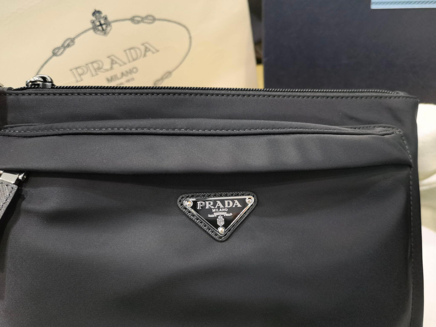 pra 2nh007 cloth handbag saffiano 18cm black free shipping