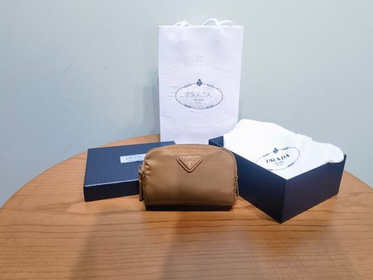 prada New Recycled Nylon Handbag 1NA339 brown gold