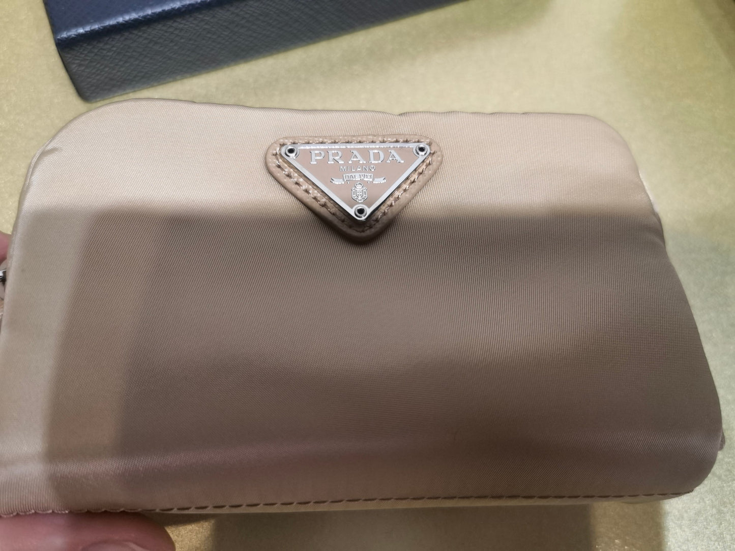 prada New Recycled Nylon Handbag 1NA339 brown silver