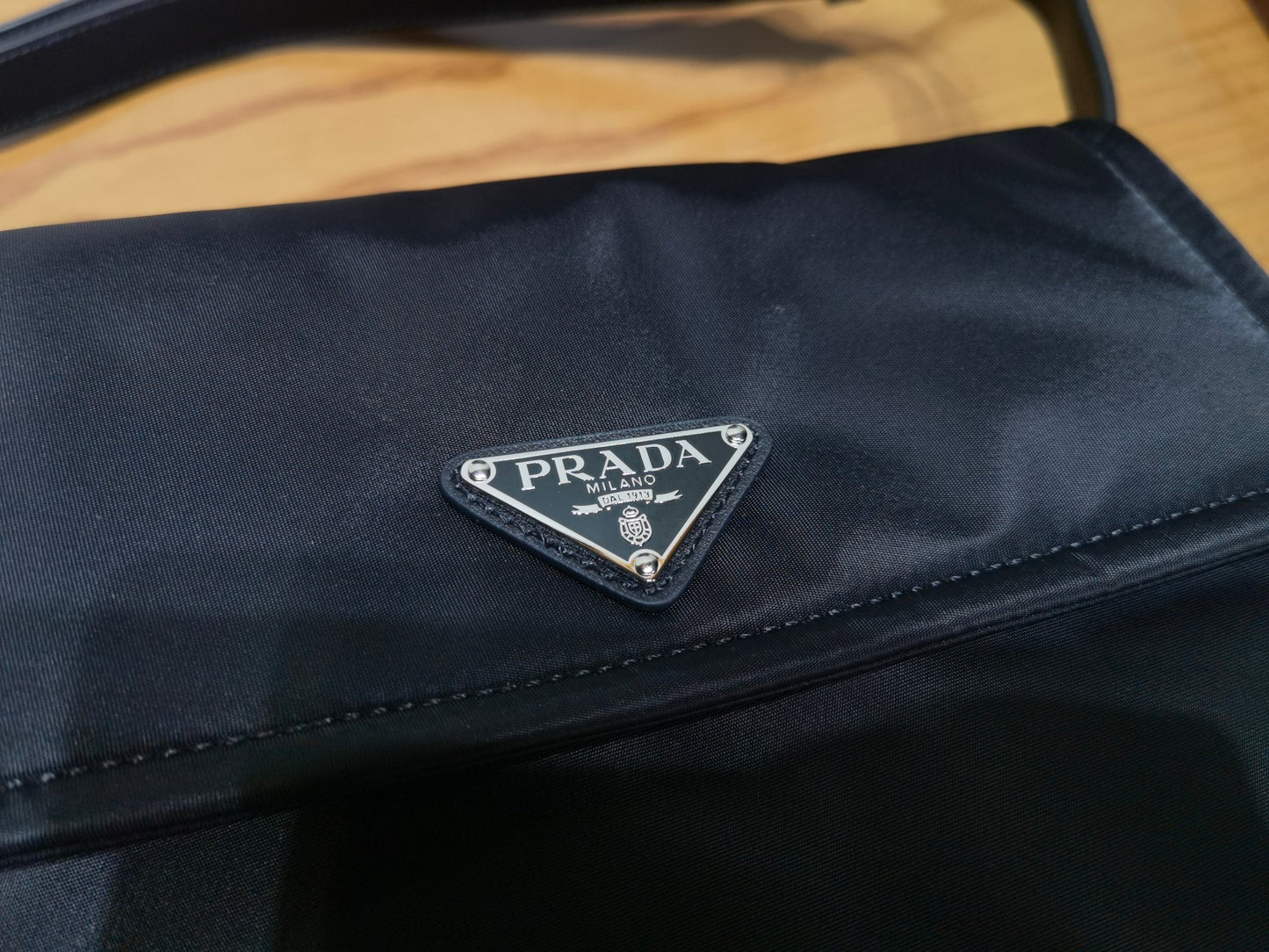 prada New Recycled Nylon Handbag 1NA339 black silver