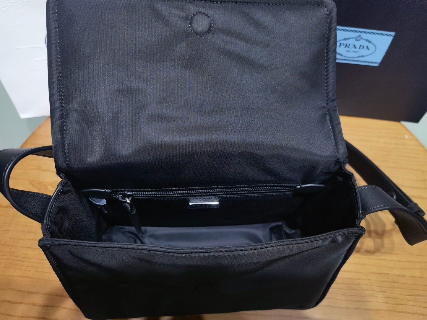 PRADA New Mini 23cm Nylon Lined Postman Bag 1BD313 Black